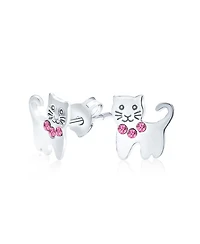 Bling Jewelry Crystal Cat Stud Earrings in Sterling Silver