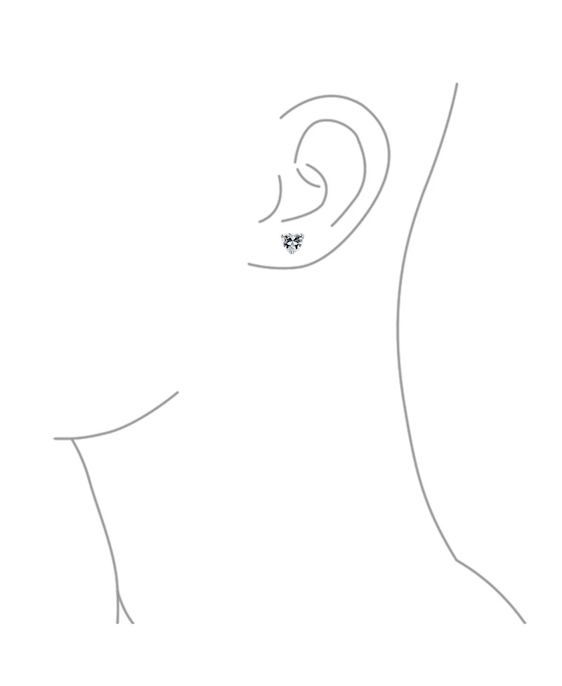 Bling Jewelry 1CT Cubic Zirconia Solitaire Heart Shaped Cz Stud Earrings .925 Sterling Silver 7MM