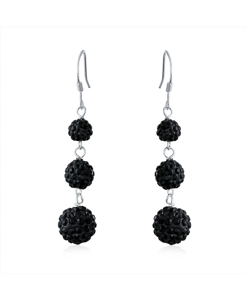 Bling Jewelry Multi Color Crystal Pave Disco Balls Dangle Earrings Sterling Silver
