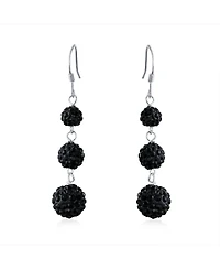 Bling Jewelry Multi Color Crystal Pave Disco Balls Dangle Earrings Sterling Silver