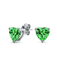 Bling Jewelry 1CT Cubic Zirconia Solitaire Heart Shaped Cz Stud Earrings .925 Sterling Silver 7MM