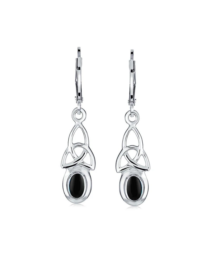 Bling Jewelry Love Knot Oval Bezel Set Natural Amethyst Topaz Onyx Quartz Turquoise Dangle Earrings .925 Sterling Silver