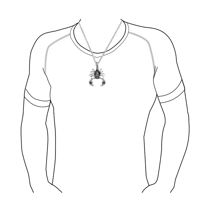 Bling Jewelry Tribal Zodiac Scorpion Necklace Stainless Steel Oxidized Black 20 Inches