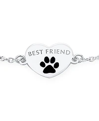 Bling Jewelry Dainty Charm Bracelet Pet Lovers with Heart and Paw Print Sterling Silver