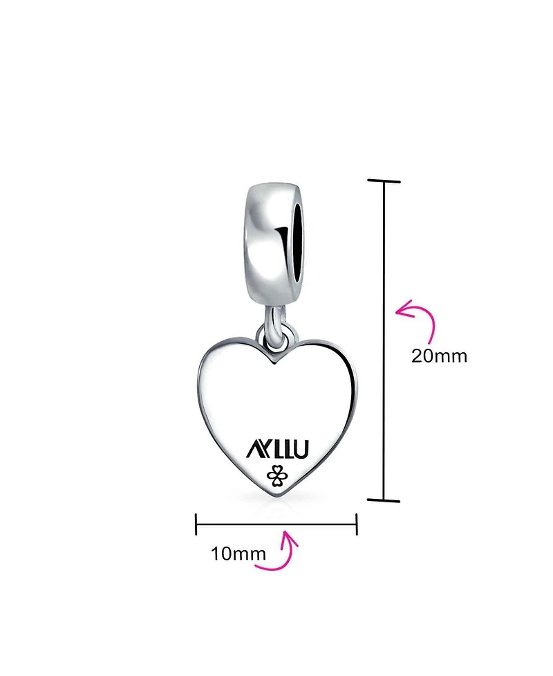Bling Jewelry Heart Dangle Charm Bead Sterling Silver European Bracelet