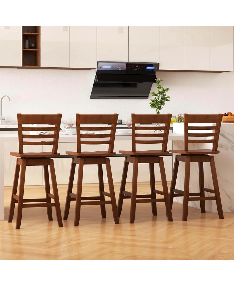 4 Pcs 24.5" Counter Height Bar Chairs Swivel Stools with Hollow Backrest