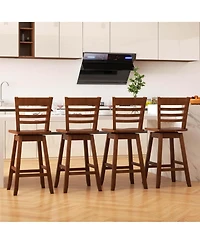 4 Pcs 24.5" Counter Height Bar Chairs Swivel Stools with Hollow Backrest