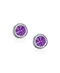 Bling Jewelry Boho Bali Tiny Round Stud Earrings Oxidized .925 Sterling Silver
