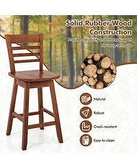 4 Pcs 24.5" Counter Height Bar Chairs Swivel Stools with Hollow Backrest