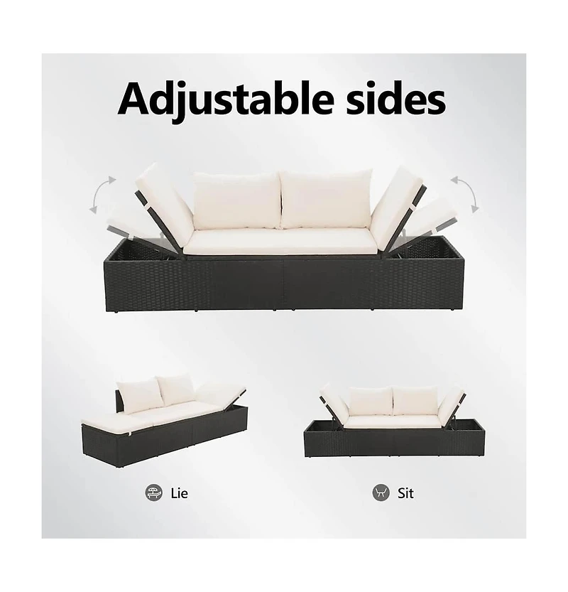 Patio Bed Gray 76.8"x23.6" Poly Rattan