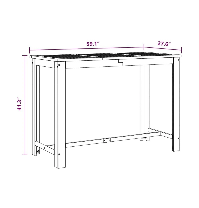 Bar Table Solid Acacia Wood 59.1"x27.6"x41.3"