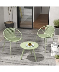 All Weather Pp Patio Conversation Set with Round Coffee table and 2 Chairs