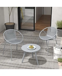 All Weather Pp Patio Conversation Set with Round Coffee table and 2 Chairs