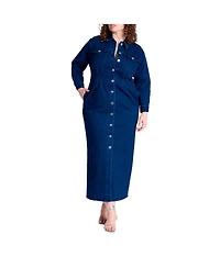 Eloquii Women's Plus Denim Fitted Dress