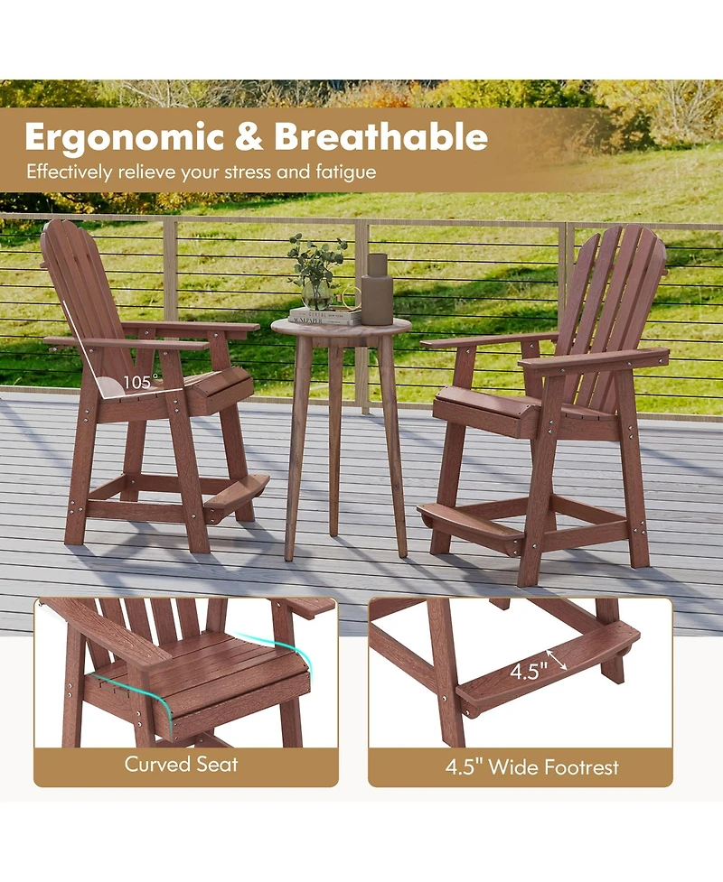 Gymax Pcs Bar Stool Hdpe Patio Chair w/ Armrest Footrest Home Indoor Outdoor