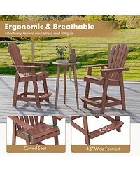 Gymax Pcs Bar Stool Hdpe Patio Chair w/ Armrest Footrest Home Indoor Outdoor