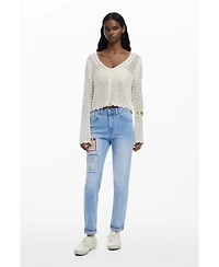 Desigual Women's Cropped openwork sweater