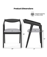 Wooden Dining Chair Set of 2 with Rubber Wood Frame Armrests and Padded Cushion