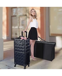 Byootique Folding Manicure Nail Table 4in1 Rolling Makeup Case Mermaid Pink