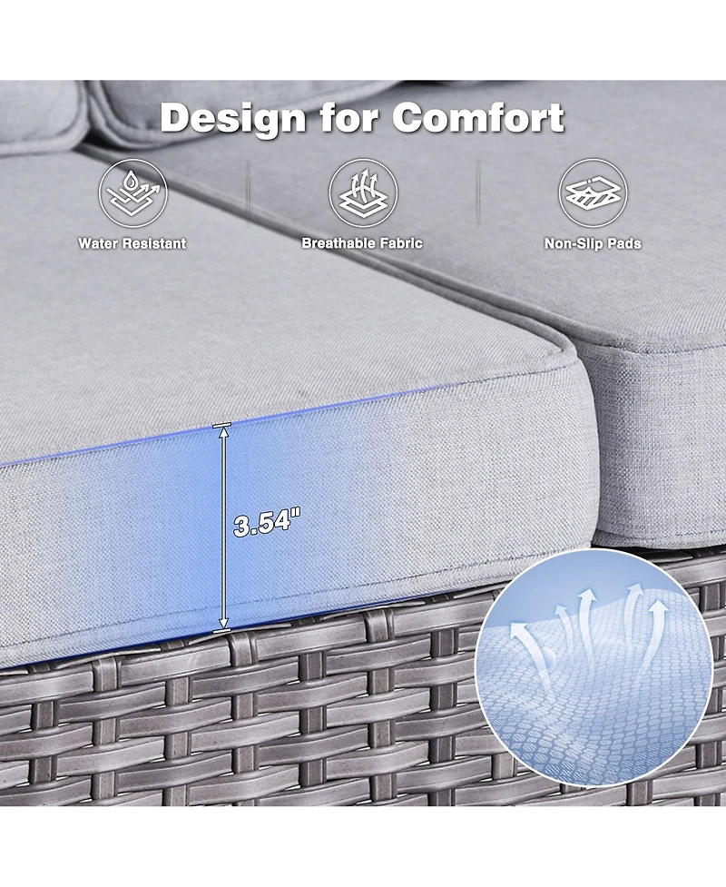 Xizzi Outdoor Furniture Patio Conversation Set 5 Pieces All Weather Wicker High Back Couch with Ottomans