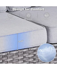 Xizzi Outdoor Furniture Patio Conversation Set 5 Pieces All Weather Wicker High Back Couch with Ottomans