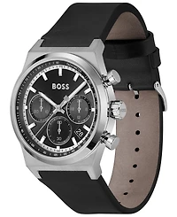 Hugo Boss Men's Candor Quartz Chronograph Black Leather Watch, 41mm