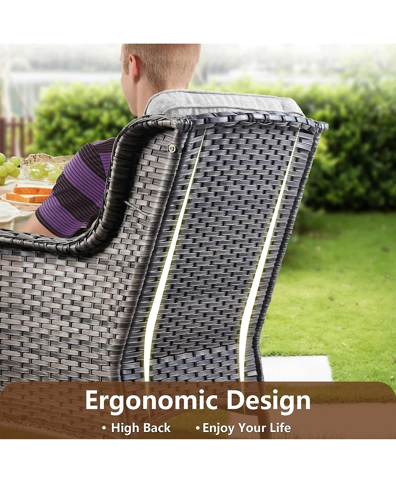 Xizzi Outdoor Swivel Rocking Chairs Set, Patio Furniture Set with 50,000 Btu Rectangular Propane Fire Pit Table, 7 Pieces High Back Conversation Sofa