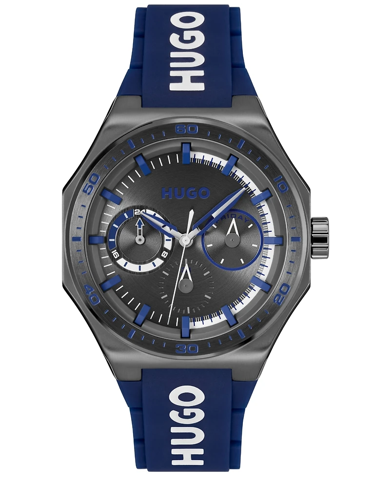 Hugo Boss Men's Grail Sport Quartz Multifunction Blue Silicone Watch, 44mm