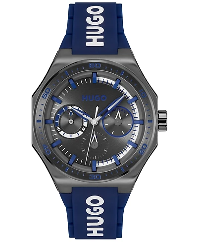 Hugo Boss Men's Grail Sport Quartz Multifunction Blue Silicone Watch, 44mm