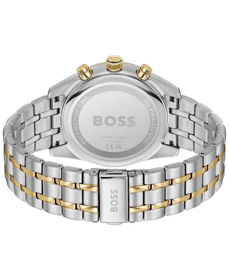 Hugo Boss Men's Skytraveller Quartz Chronograph Ionic Plated Thin Two-Tone Stainless-Steel Watch, 44mm
