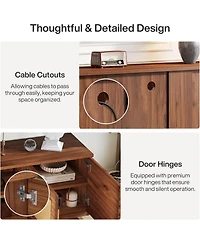 Tribesigns 70.9" Mid Century Modern Entertainment Center with 6-Tier Shelf, Wood Long Media Console Television Stands Cabinet for TVs Up to 80 In