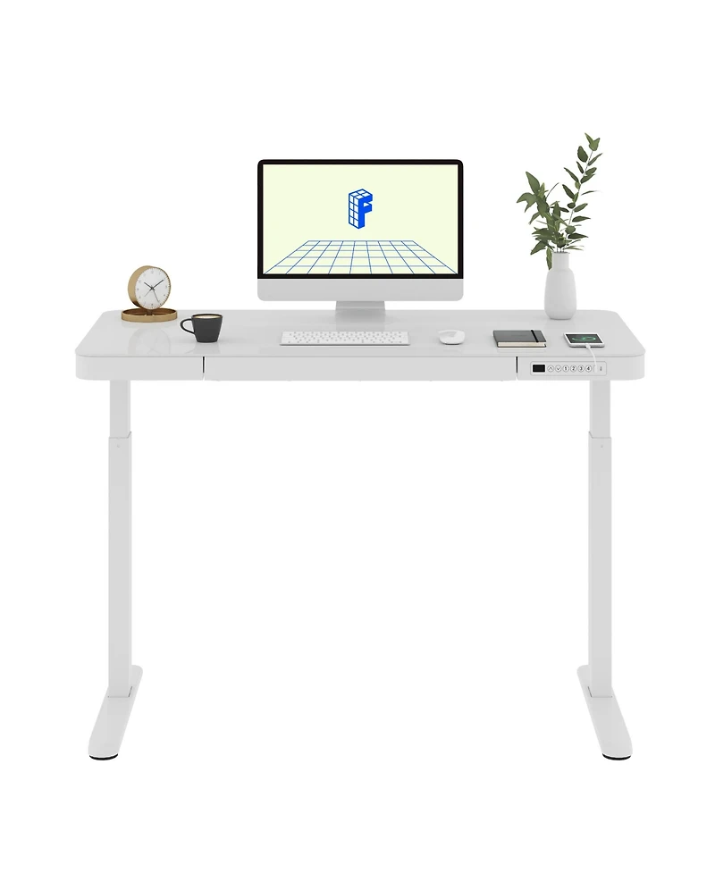 Flexispot EG9W-e, Electric Height Adjustable Glass Top Standing Desk, Black