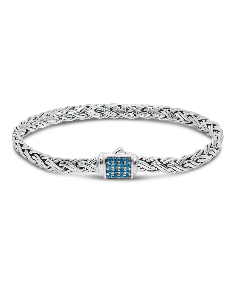 Swiss Blue Topaz & Sterling Silver Paddy Oval 5mm Chain Bracelet, X-Large 8.5 in