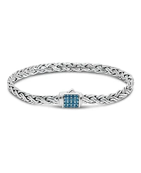 Swiss Blue Topaz & Sterling Silver Paddy Oval 5mm Chain Bracelet, X-Large 8.5 in