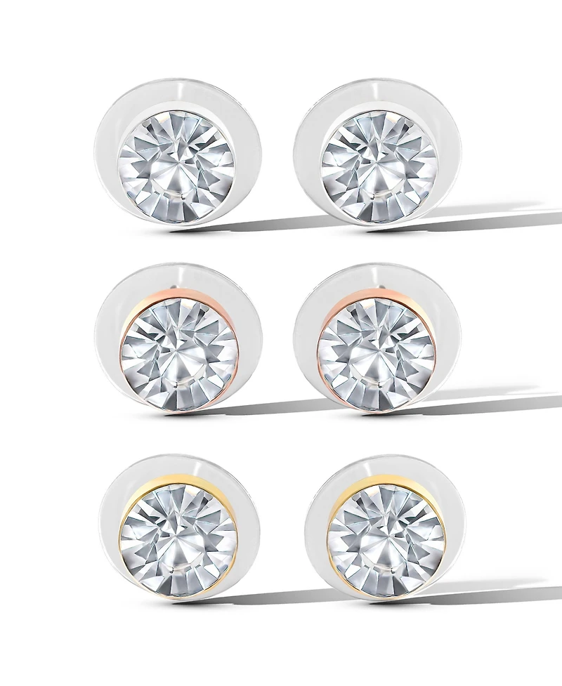 Jessica Simpson Crystal Stud Earrings Set - Trio of Sparkling Styles