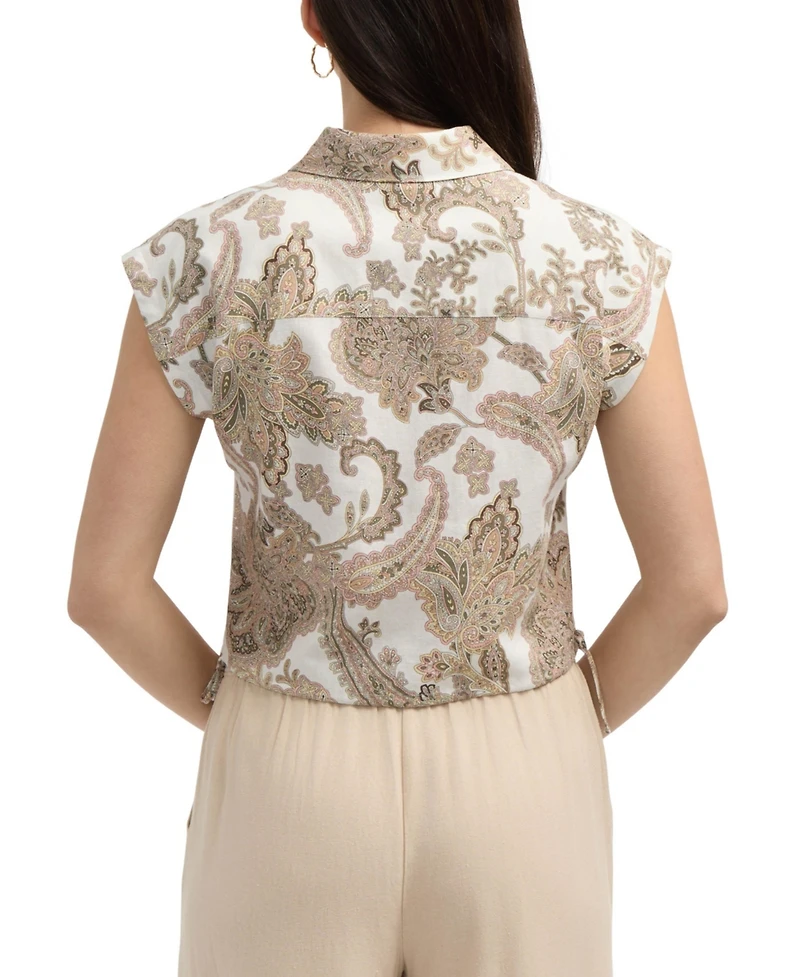 Ellen Tracy Women s Camp Shirt with Side Ties