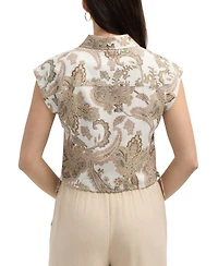 Ellen Tracy Women s Camp Shirt with Side Ties