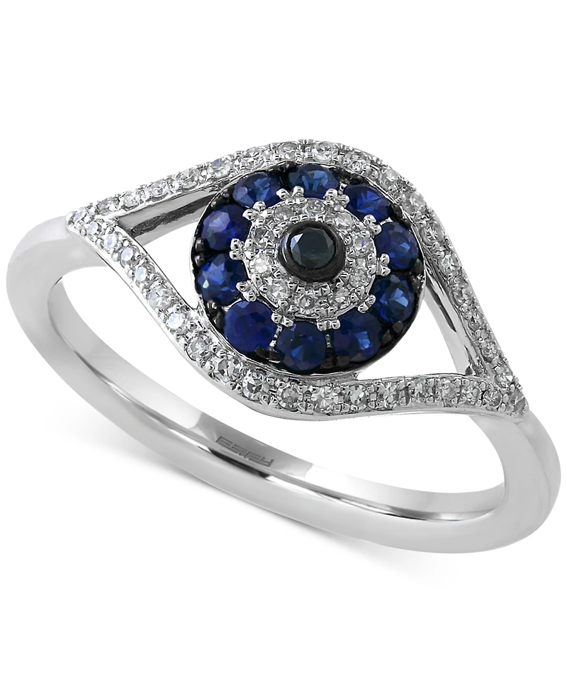 Effy Sapphire (1/4 ct. t.w.) and Diamond (1/6 Evil Eye Ring 14k White or Yellow Gold