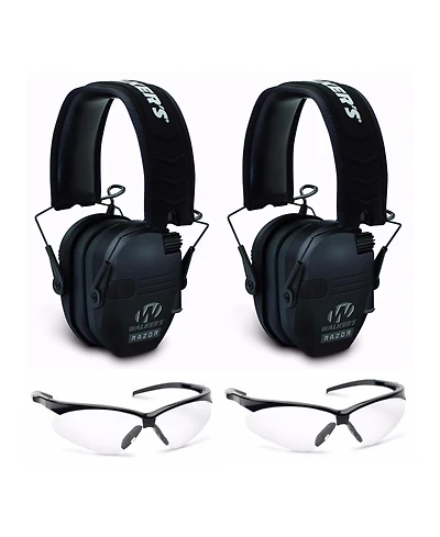 Walker's Razor Slim Electronic Shooting Range Earmuffs and Glasses (2-Pack)