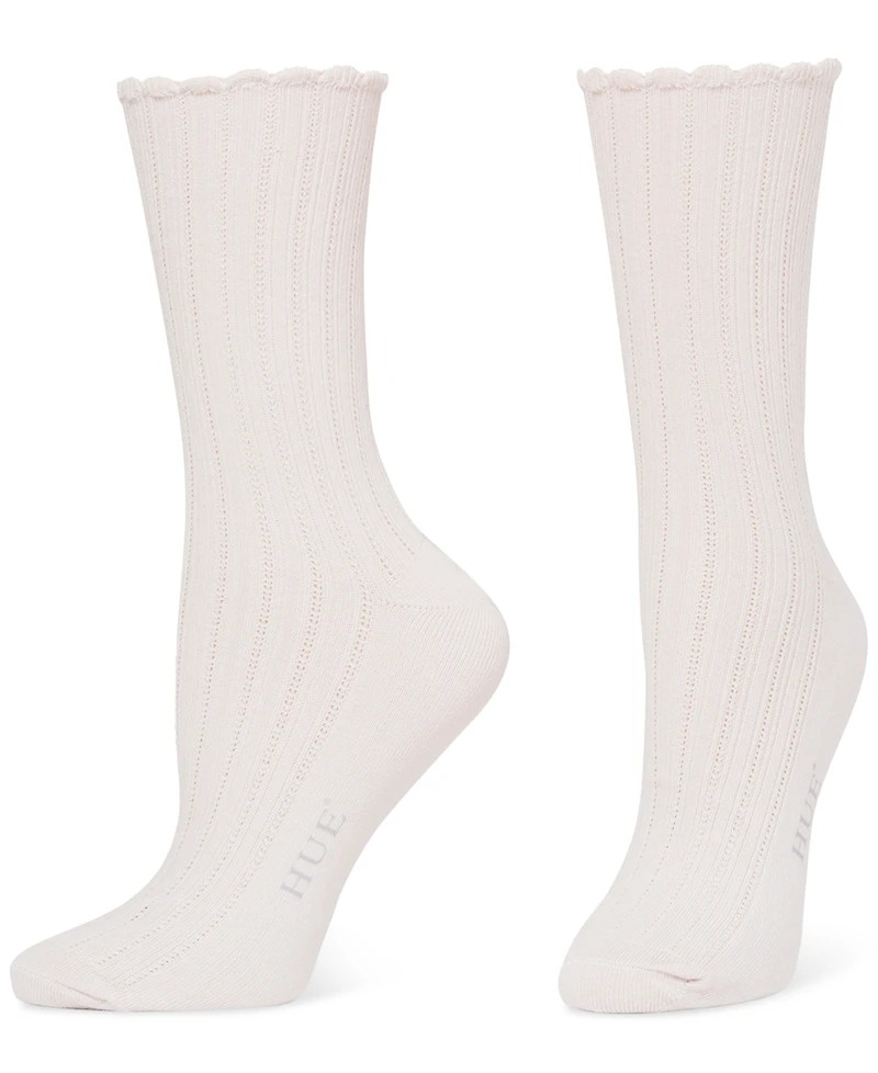 Hue Women's 3-Pk. Scalloped Pointelle Crew Socks