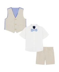 Nautica Baby Boys Shirt, Bowtie, Linen-Look Vest & Shorts, 4 Piece Set