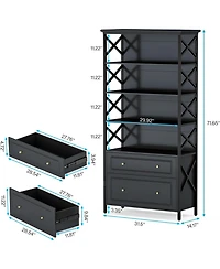 Tribesigns 2 Drawer File Cabinet Filing Cabinet with Shelves Tall Vertical Filling Cabinet for Letter/Legal/A4 Size File, Printer Stand with Storage S