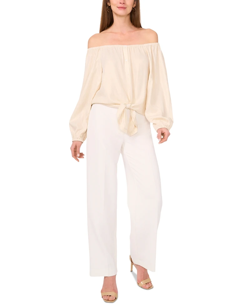 Vince Camuto Women's Off-The-Shoulder Tie-Hem Button-Front Top
