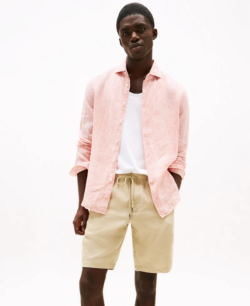 Tommy Hilfiger Men's Big & Tall Brooklyn 11.25" Linen Drawstring Shorts