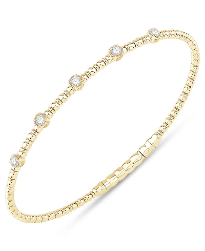 Diamond Station Bezel Flexible Bangle Bracelet (1/3 ct. t.w.) in 10k Gold