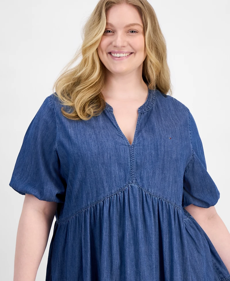 Tommy Hilfiger Plus Size Tiered Chambray Dress
