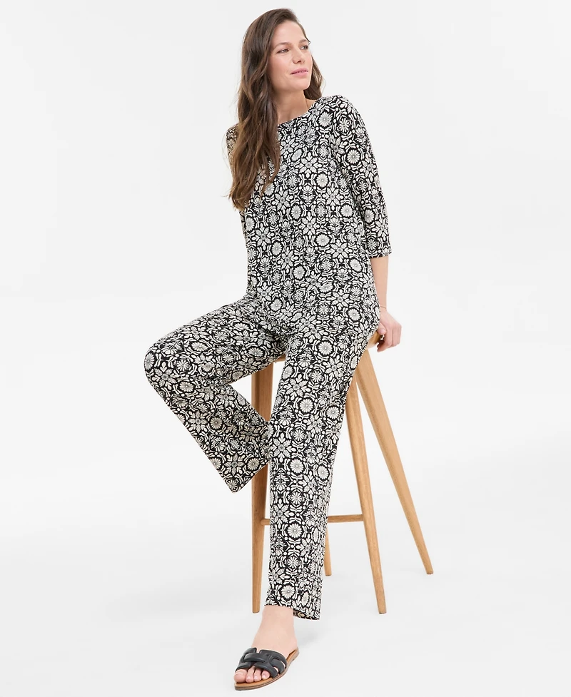 Jm Collection Women's Printed Wide-Leg Pull-On Pants, Exclusively at Macy's