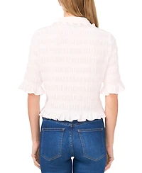 CeCe Women's Smocked Elbow-Sleeve Shirt