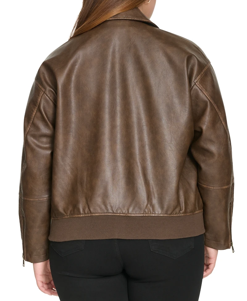 Levi's Plus Size Faux Leather Dad Bomber Jacket