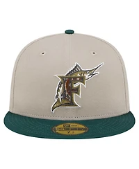 New Era Men's Natural/Hunter Green Florida Marlins Cooperstown Collection Lifestyle Tree Bark Fill 59FIFTY Fitted Hat